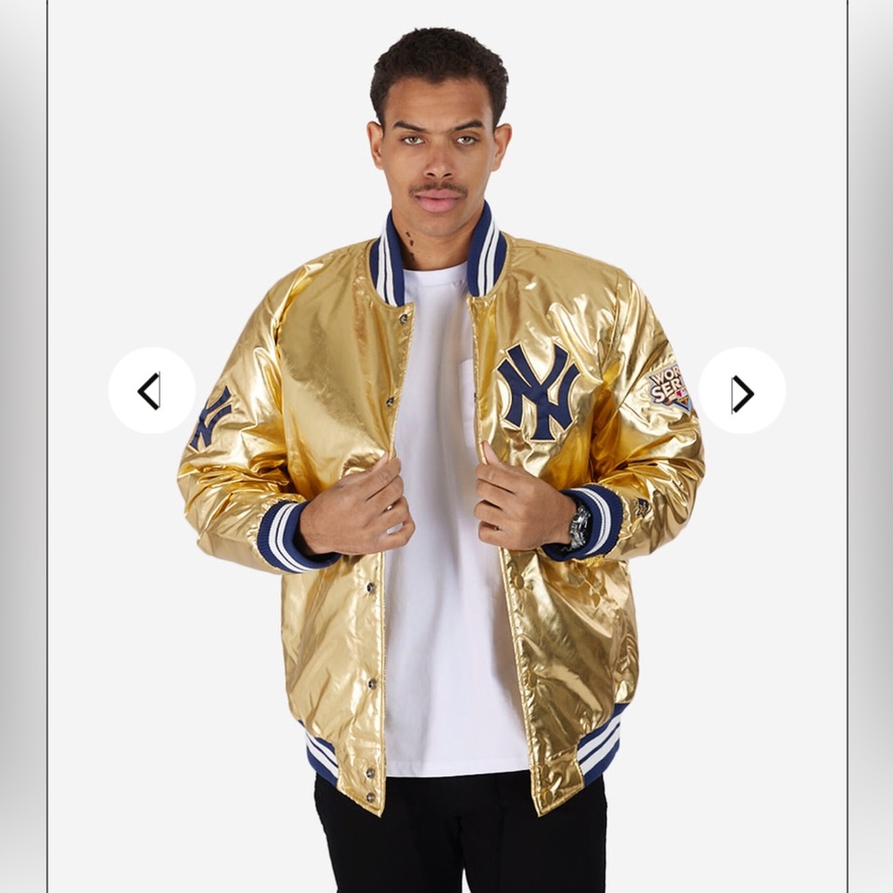 Men's Starter New York Yankees Satin Gold Jacket M&L